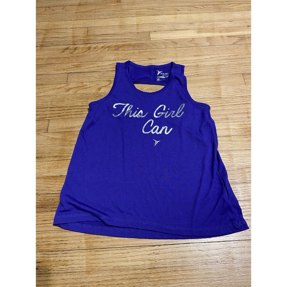 Old Navy Active Girl 8 Double Twist Open Back Graphic Tank Top | This Girl Can